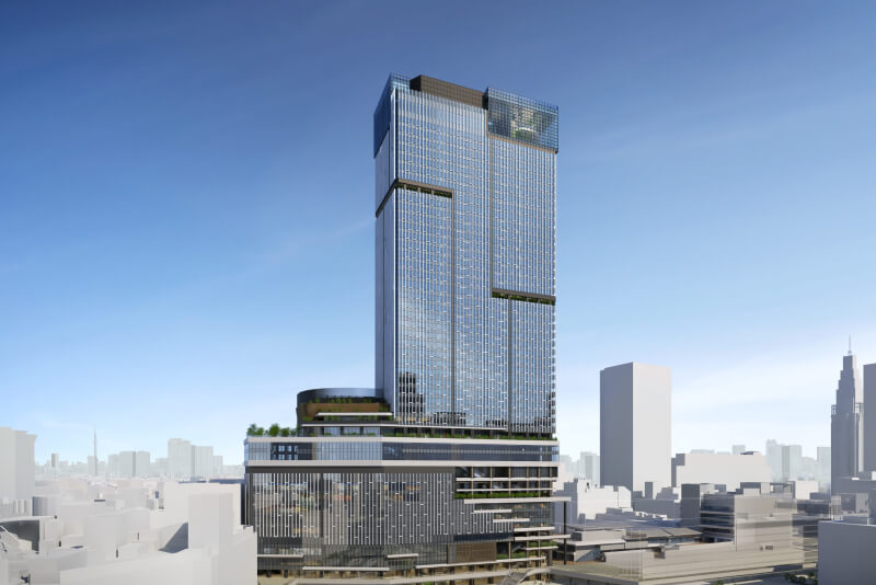 西口から見た計画建物イメージ