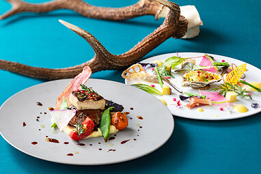 牡鹿半島鹿肉のハンバーグと女川の恵み前菜盛り合わせのイメージ