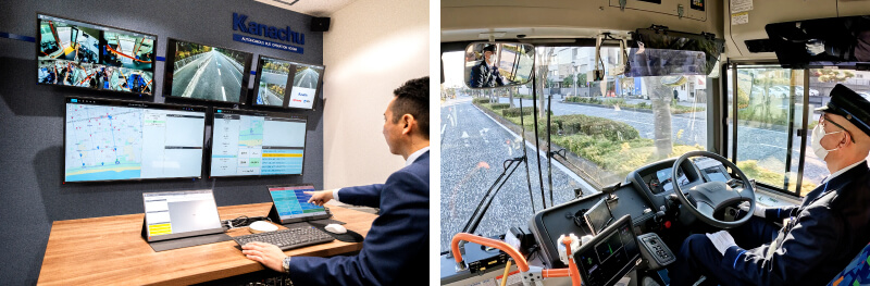 自動運転バス実証実験での遠隔監視・運転士イメージ