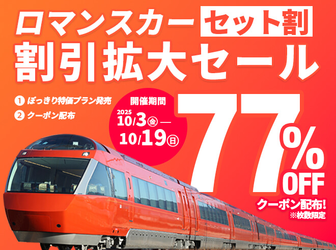 ロマンスカーセット割 割引拡大セール 77％OFFクーポン配布