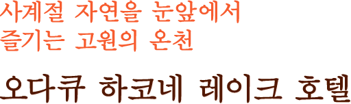 사계절 자연을 눈앞에서 즐기는 고원의 온천오다큐 하코네 레이크 호텔