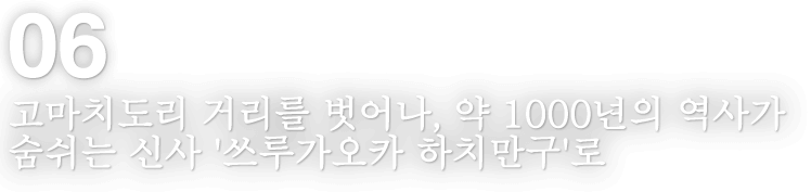 06 고마치도리 거리를 벗어나, 약 1000년의 역사가 숨쉬는 신사 '쓰루가오카 하치만구'로