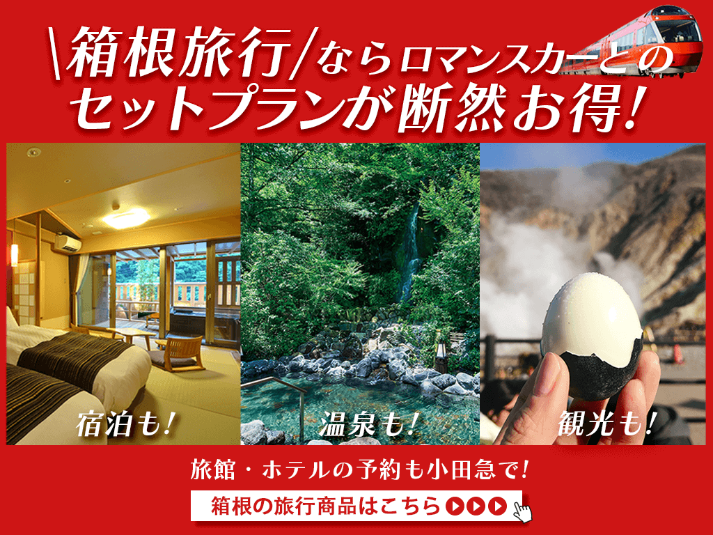 箱根旅行ならロマンスカーとのセットプランが断然お得！旅館・ホテルの予約も小田急で！箱根の旅行商品はこちら