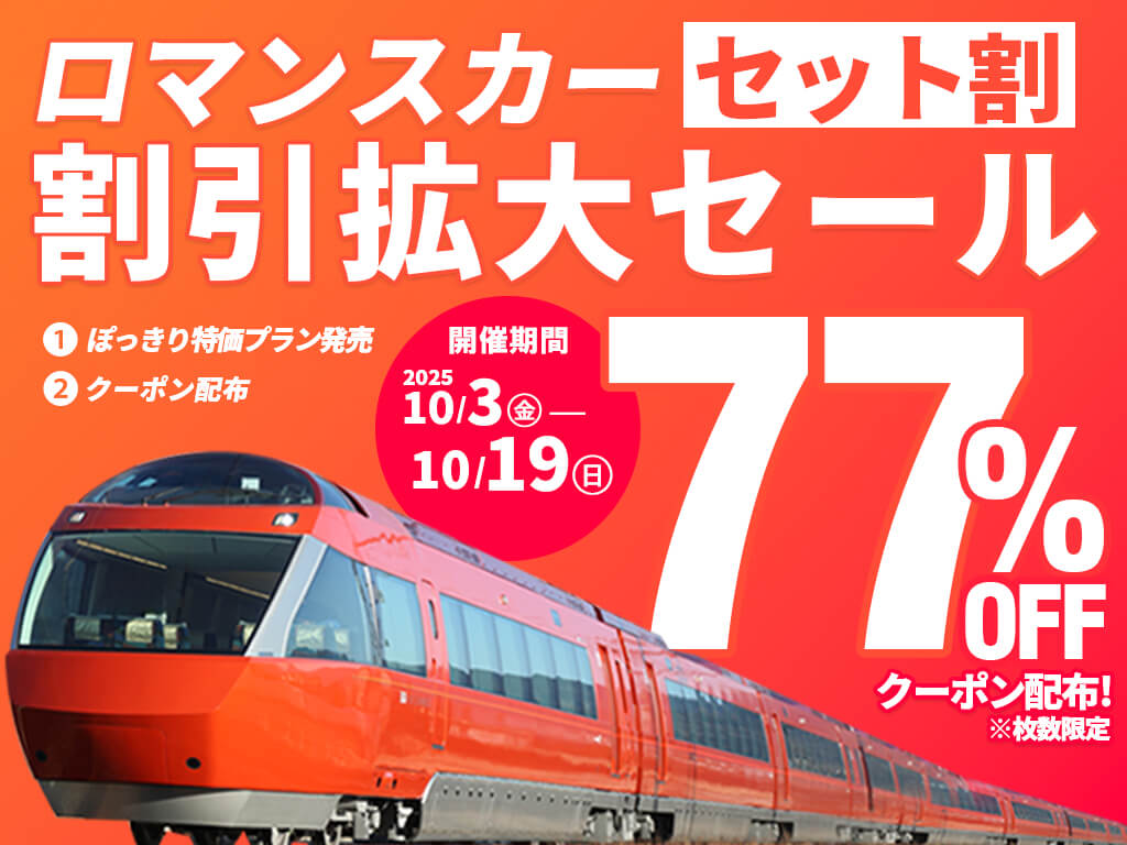 ロマンスカーセット割 割引拡大セール 77％OFFクーポン配布
