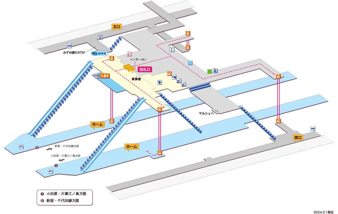 玉川学園前駅立体図