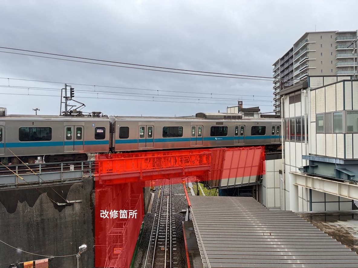 「小田原線跨線橋」耐震補強工事現場