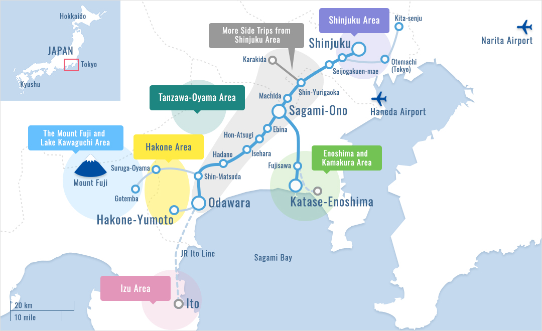 Stations where the Odakyu Limited Express Romancecar Stops