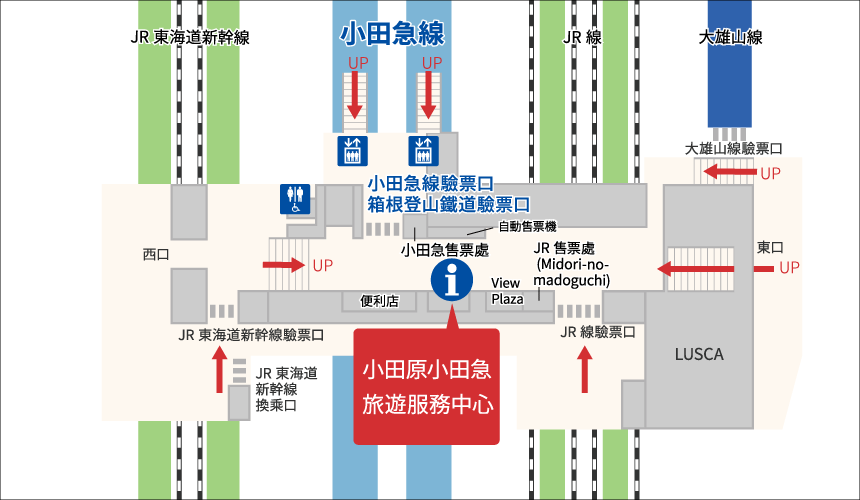 小田原車站的小田急線售票機對面